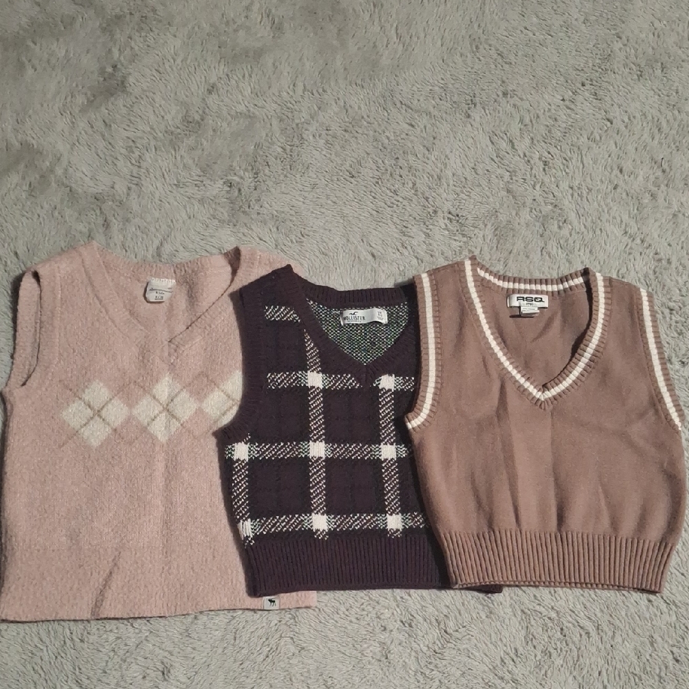 Abercrombie Kids Sweater Vest Set - Pink, Purple, Brown